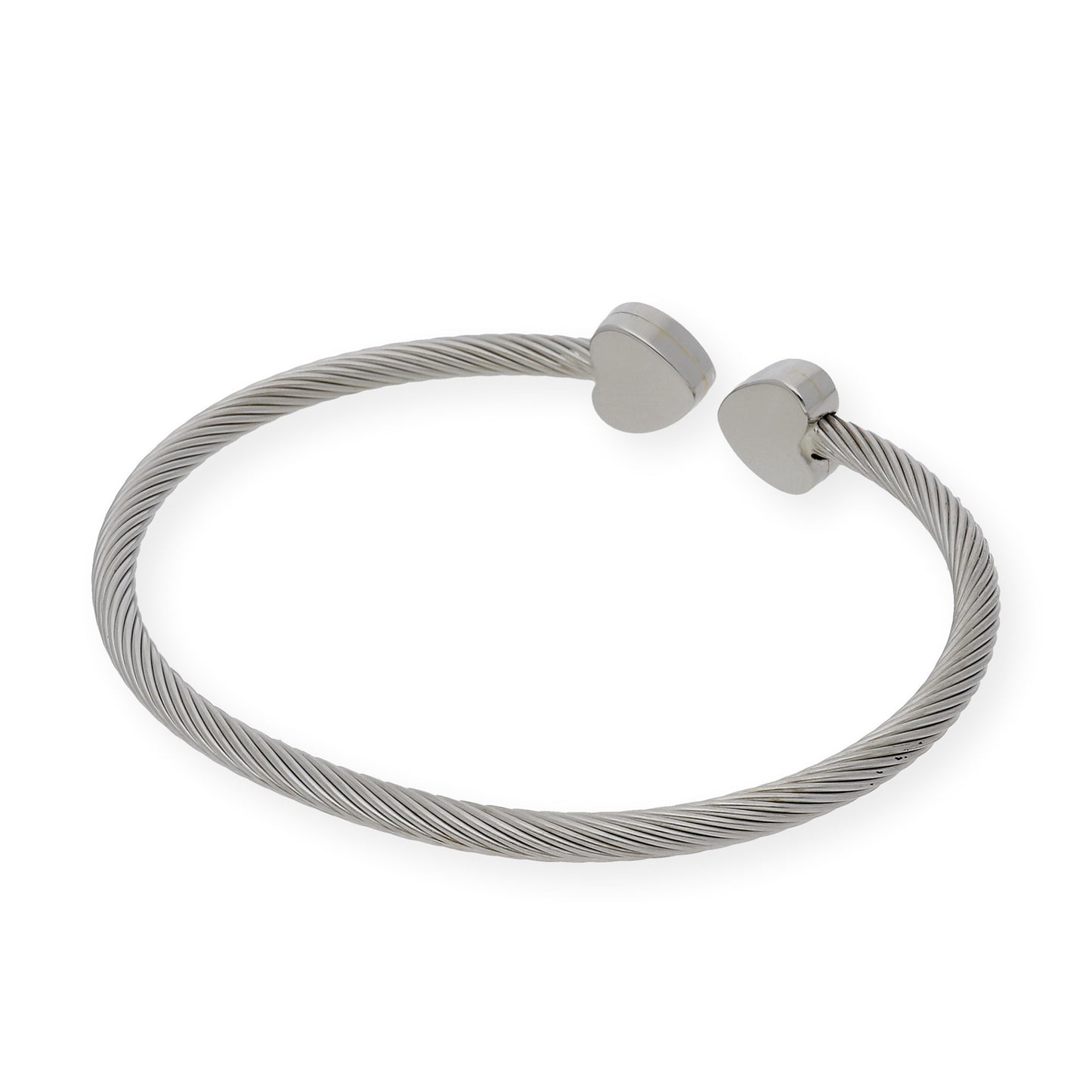 Pulsera Rigida Acero dos Corazones en Oro de ley 18k