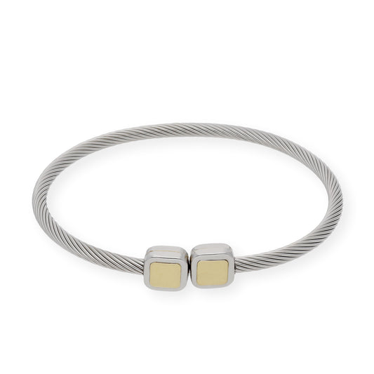 Pulsera Rígida en Acero y Oro de ley 18k