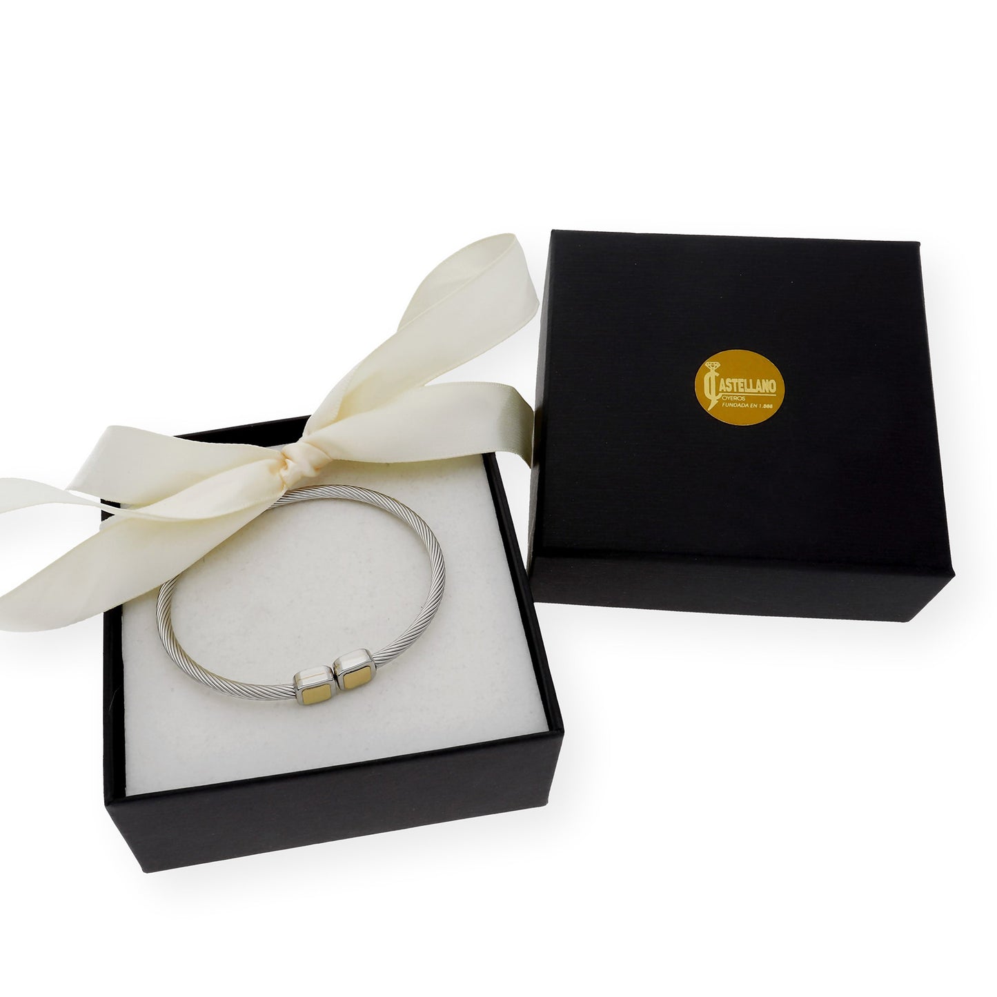 Pulsera Rígida en Acero y Oro de ley 18k