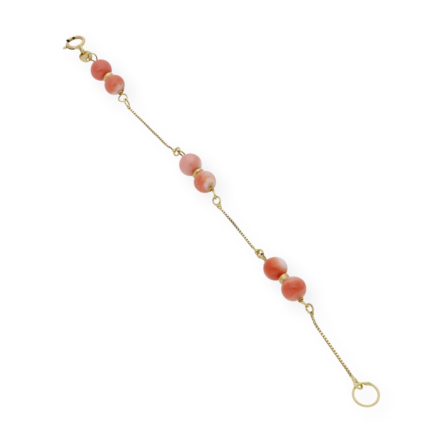 Pulsera de bebé en oro 18k con corales naturales