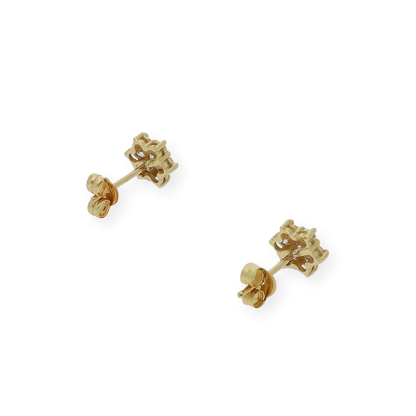 Pendientes de Flor en Oro de Ley 18K con Diamantes talla brillante