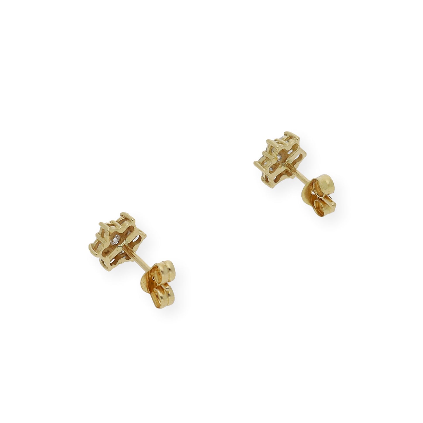 Pendientes de Flor en Oro de Ley 18K con Diamantes talla brillante
