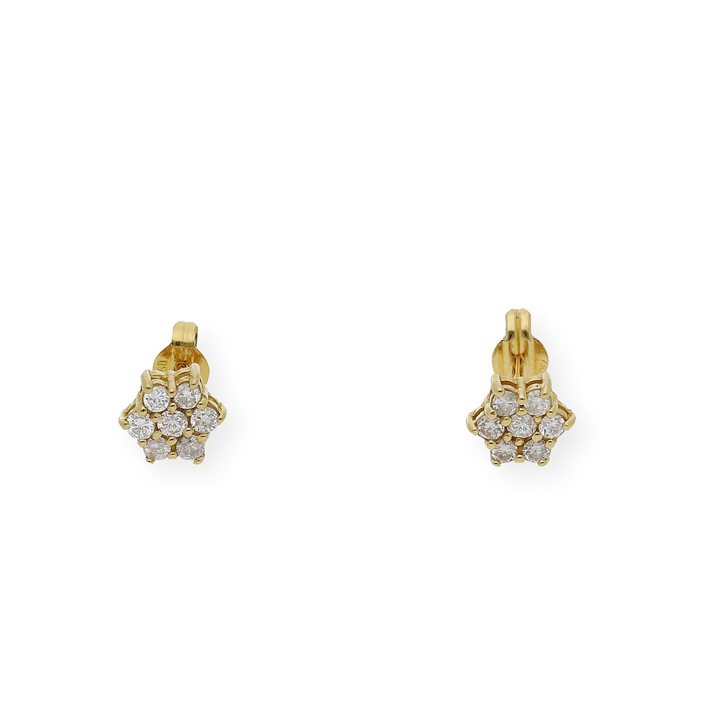Pendientes de Flor en Oro de Ley 18K con Diamantes talla brillante