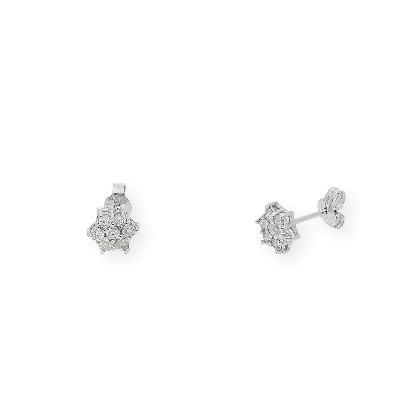 Pendientes de Flor en Oro Blanco de Ley 18K con Diamantes talla brillante