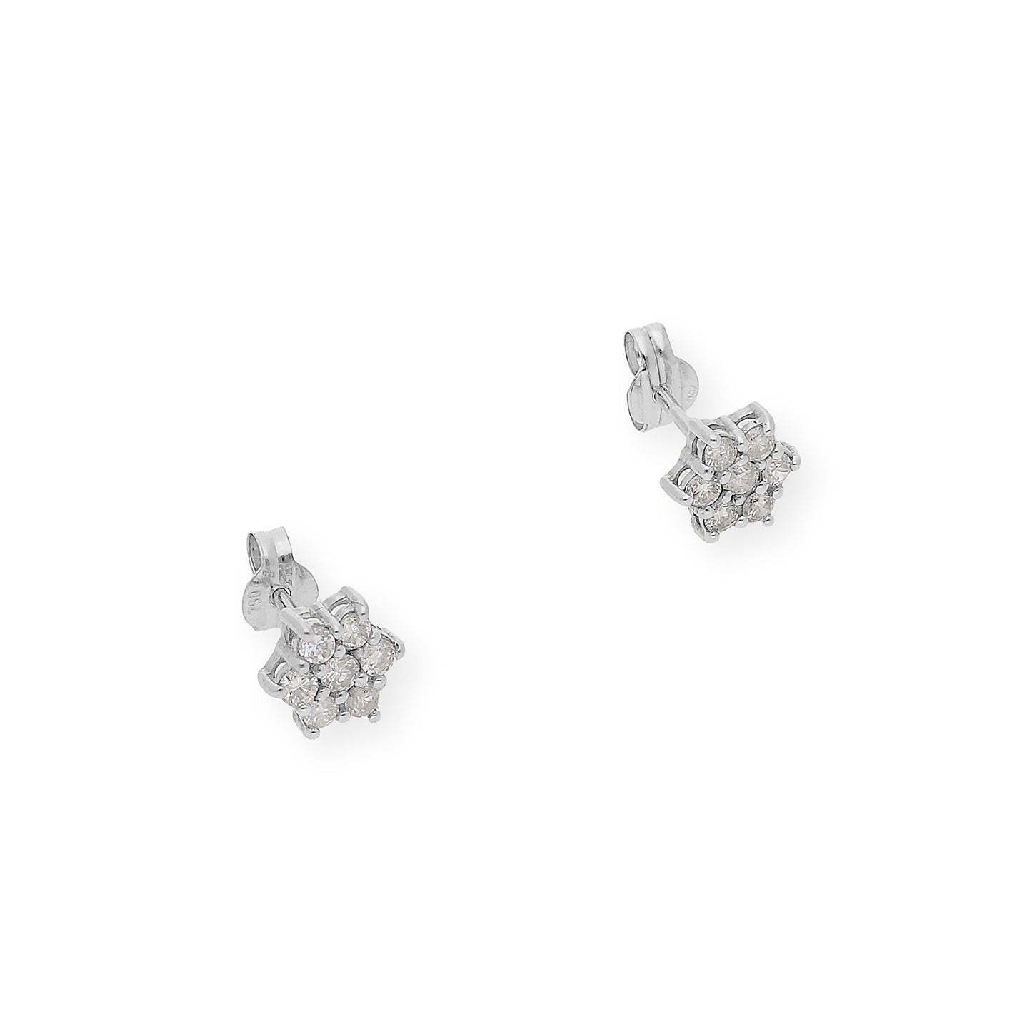 Pendientes de Flor en Oro Blanco de Ley 18K con Diamantes talla brillante