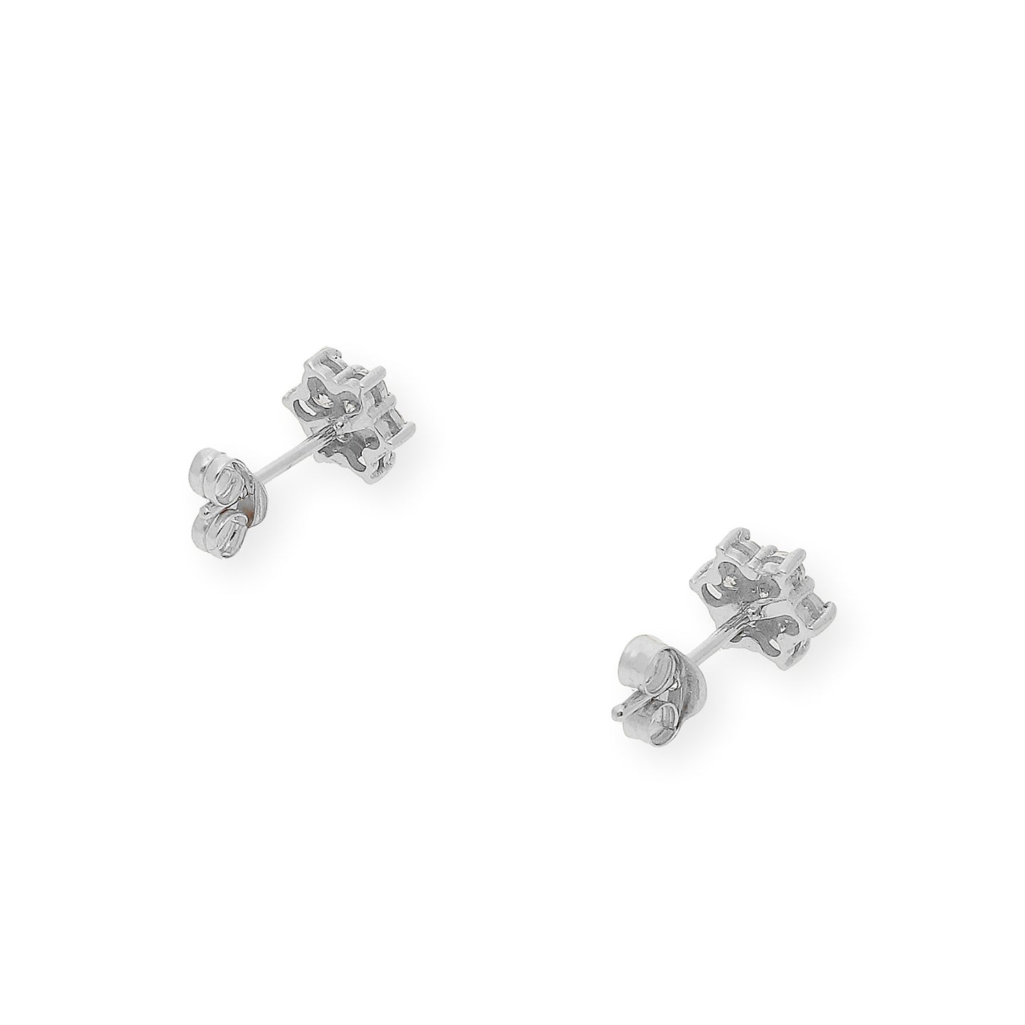 Pendientes de Flor en Oro Blanco de Ley 18K con Diamantes talla brillante