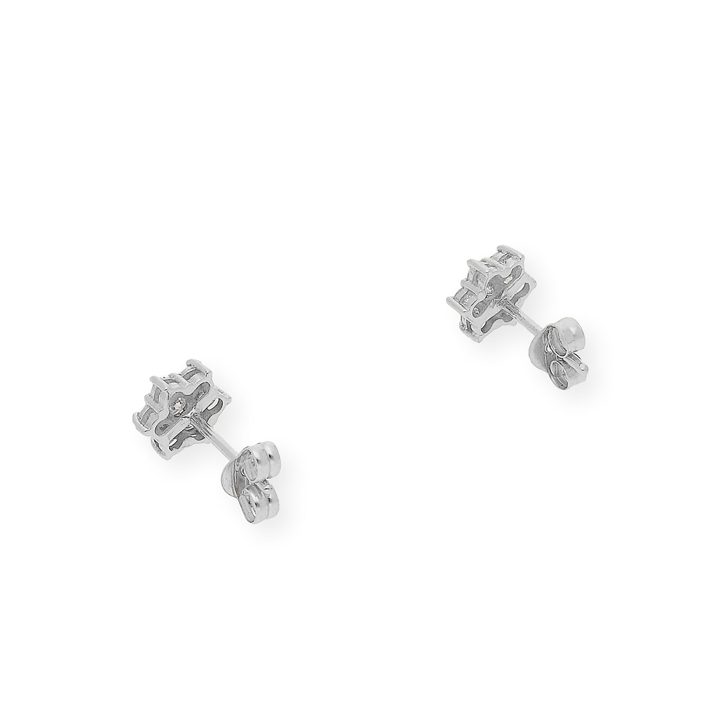Pendientes de Flor en Oro Blanco de Ley 18K con Diamantes talla brillante
