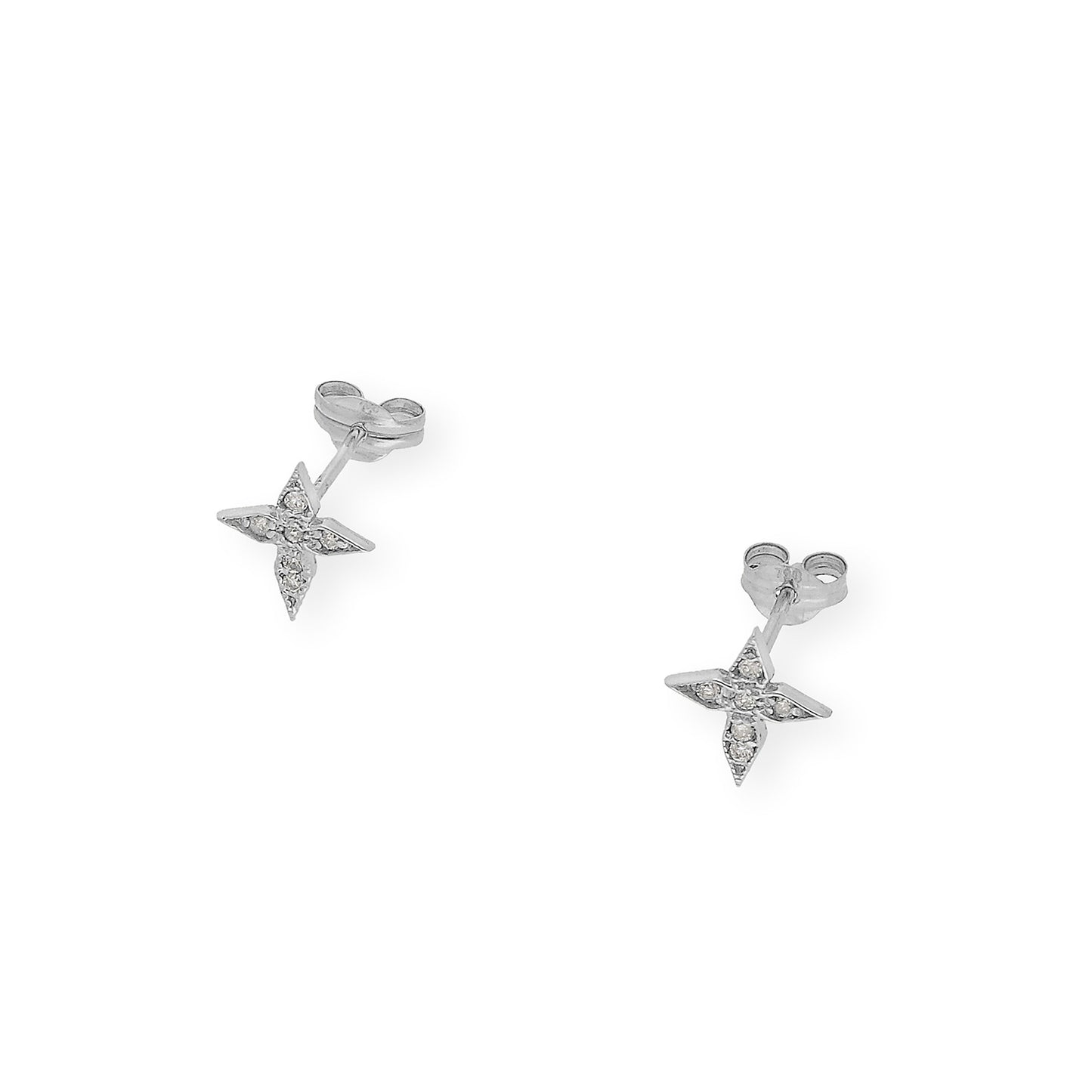 Pendientes de Cruz en Oro blanco de Ley 18K con Diamantes talla brillante