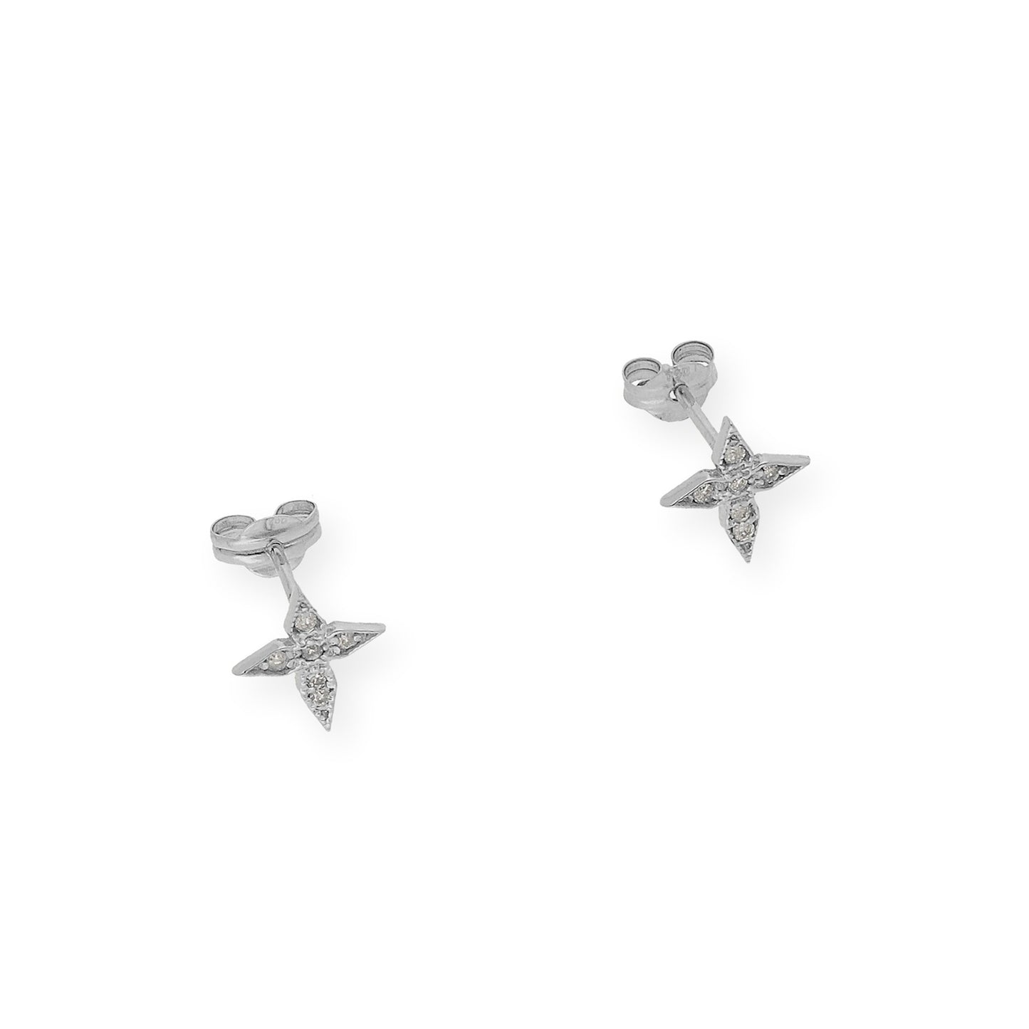Pendientes de Cruz en Oro blanco de Ley 18K con Diamantes talla brillante