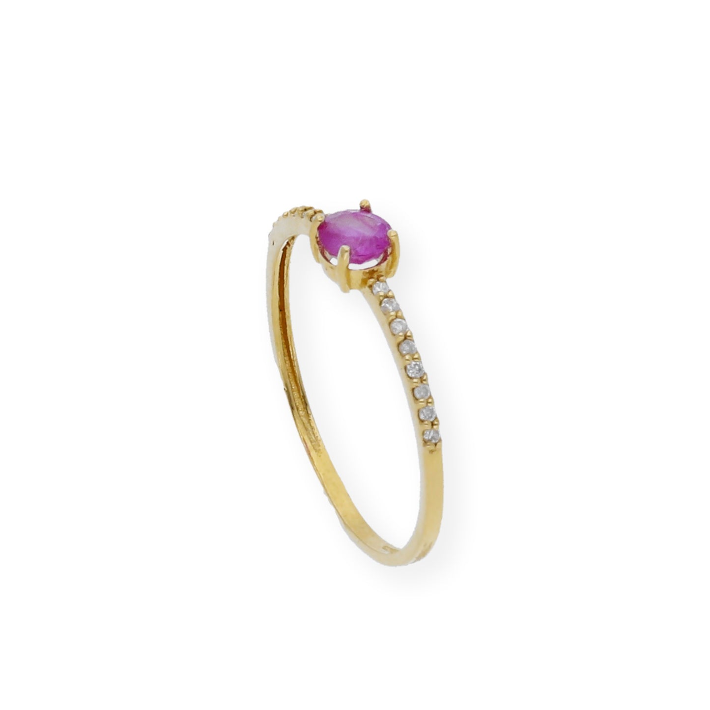Anillo Luz en Oro 18k con Diamantes y Rubí