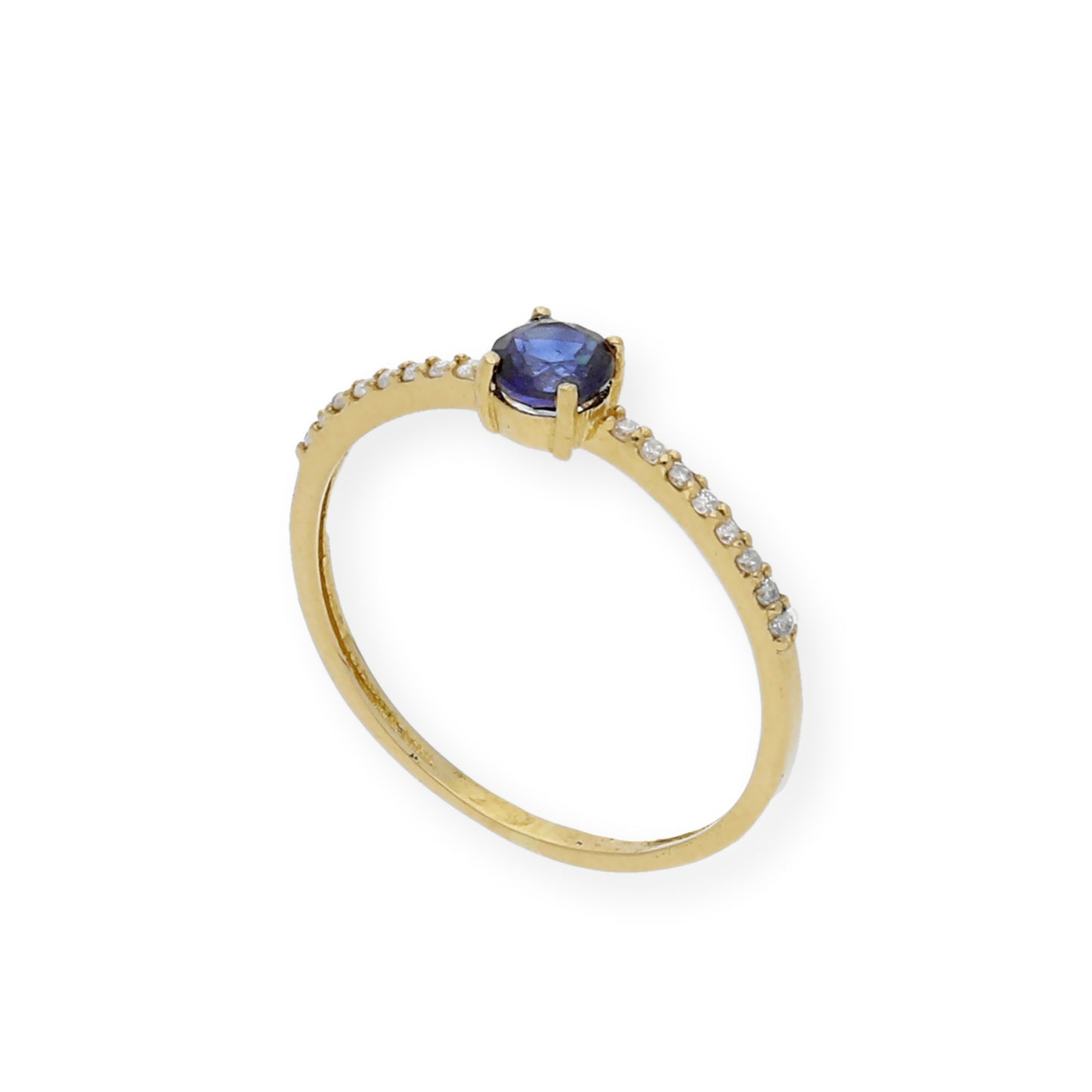 Anillo Luz en Oro 18k con Diamantes y Zafiro