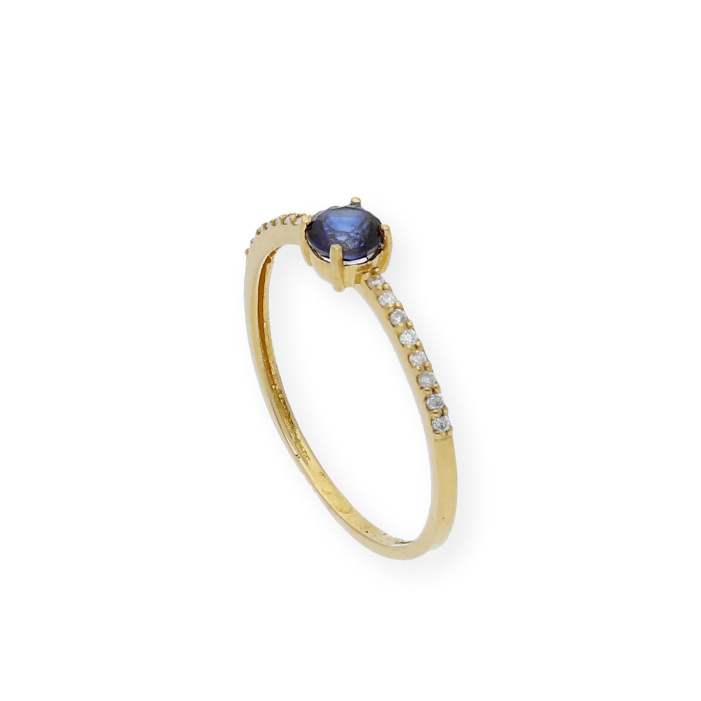 Anillo Luz en Oro 18k con Diamantes y Zafiro