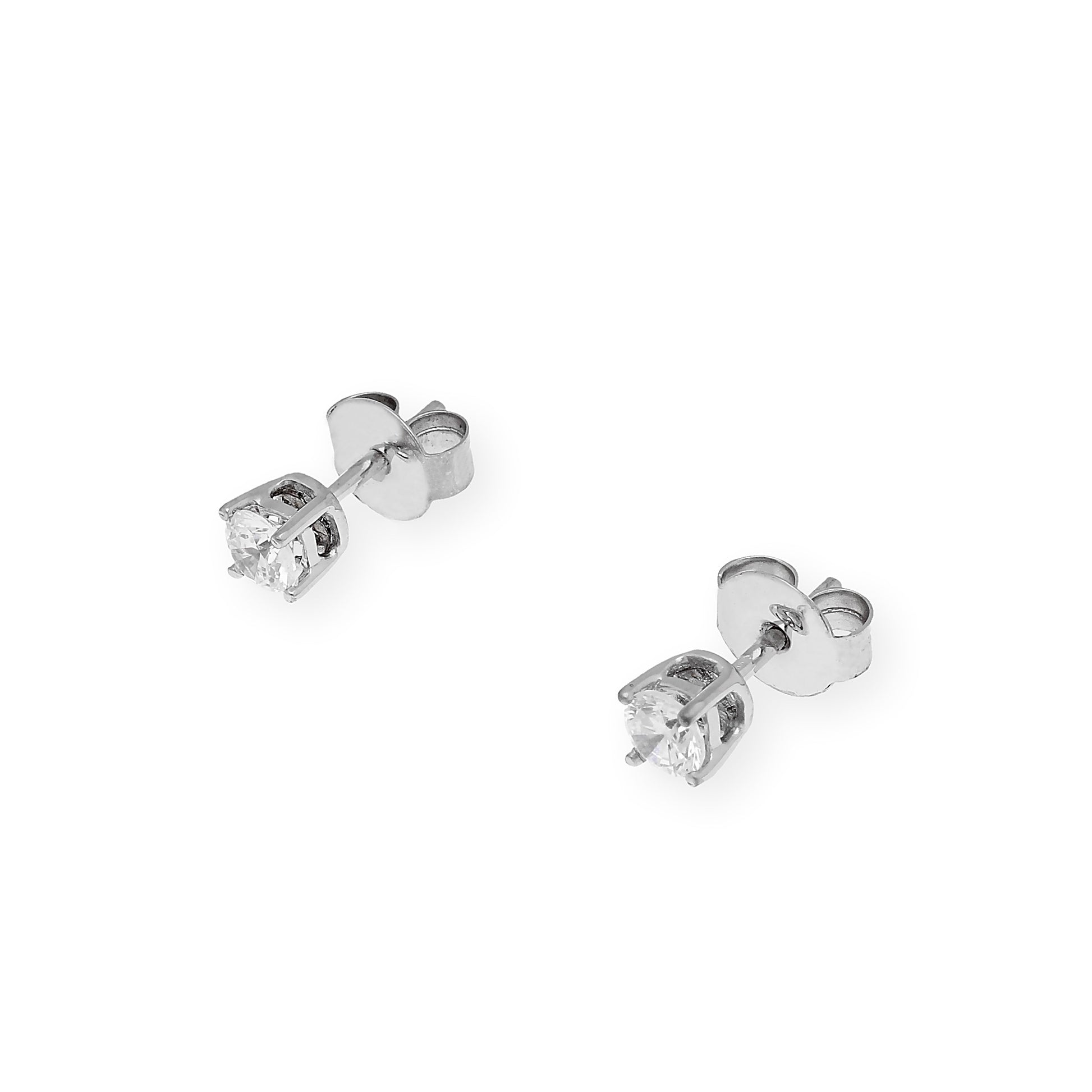Pendientes de Compromiso con Diamantes Certificados y Oro Blanco 18k 4 Garras