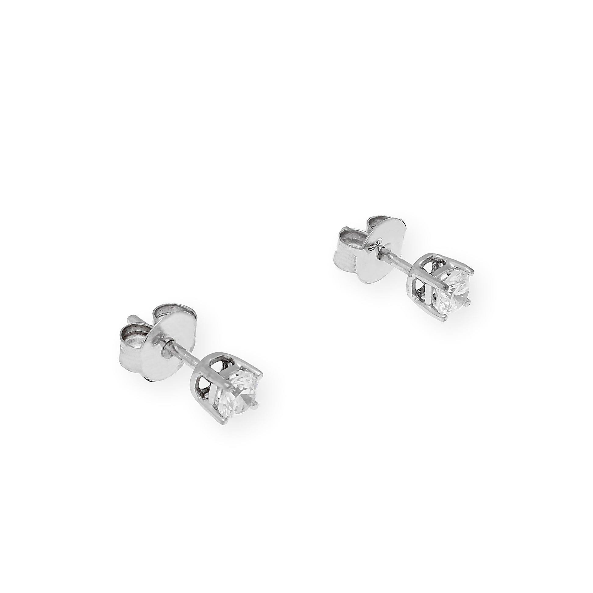 Pendientes de Compromiso con Diamantes Certificados y Oro Blanco 18k 4 Garras