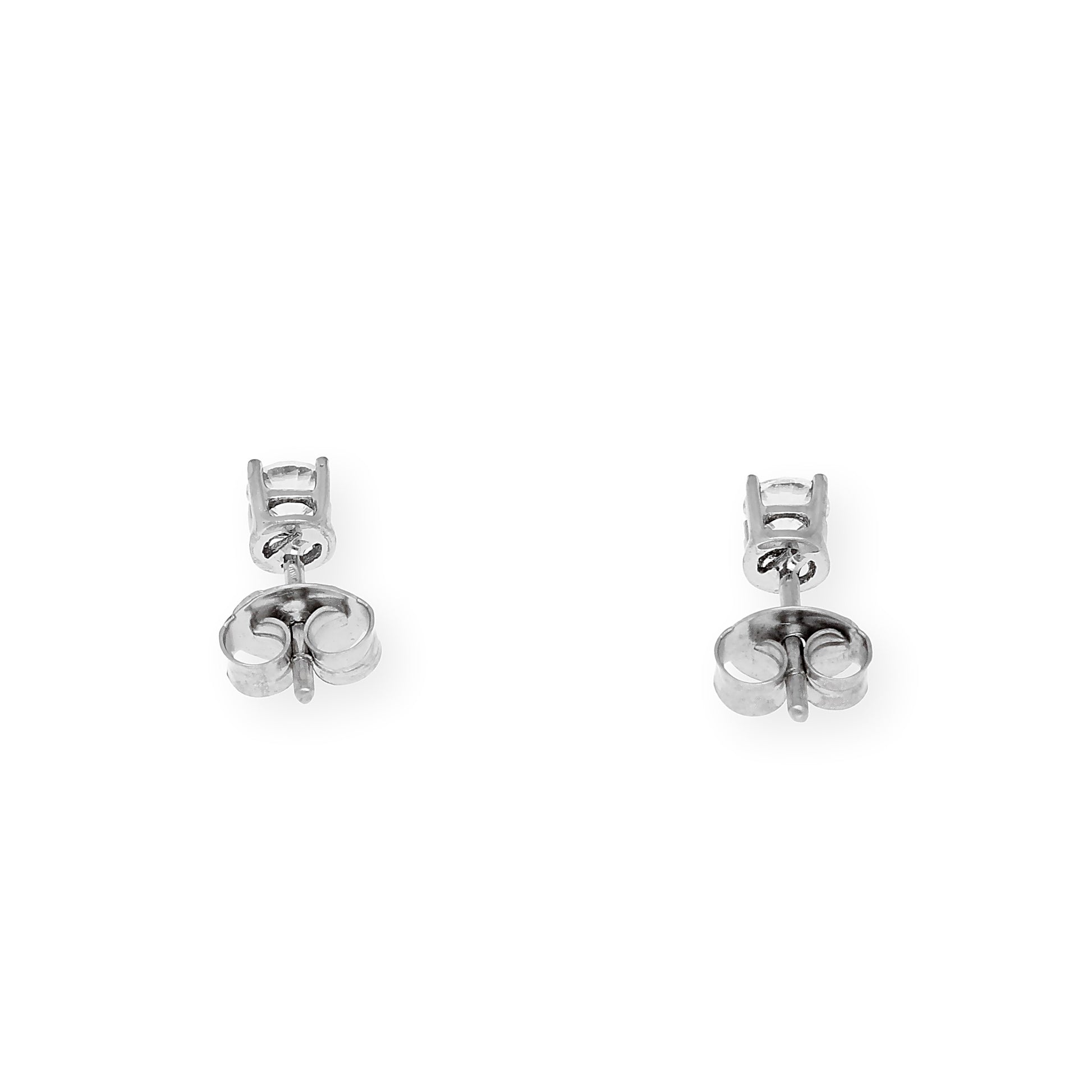 Pendientes de Compromiso con Diamantes Certificados y Oro Blanco 18k 4 Garras