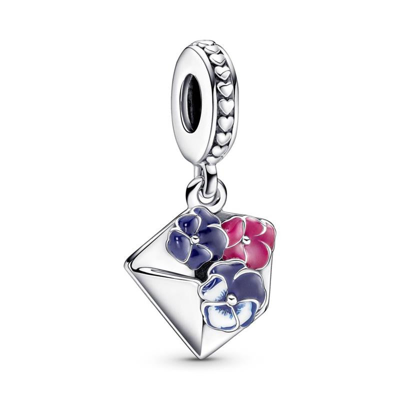 Charm Pandora Colgante Sobre con Flores Pensamiento 790787C01