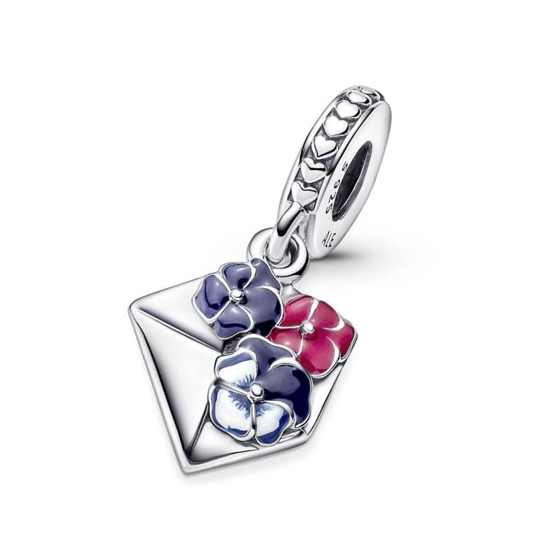 Charm Pandora Colgante Sobre con Flores Pensamiento 790787C01