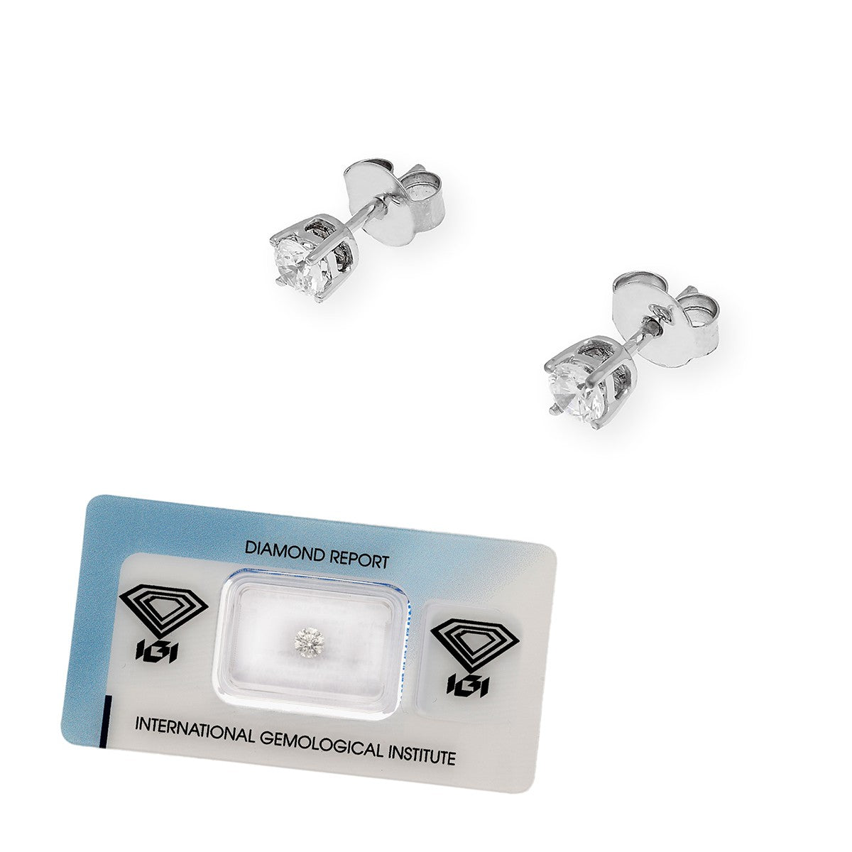 Pendientes de Compromiso con Diamantes Certificados y Oro Blanco 18k 4 Garras