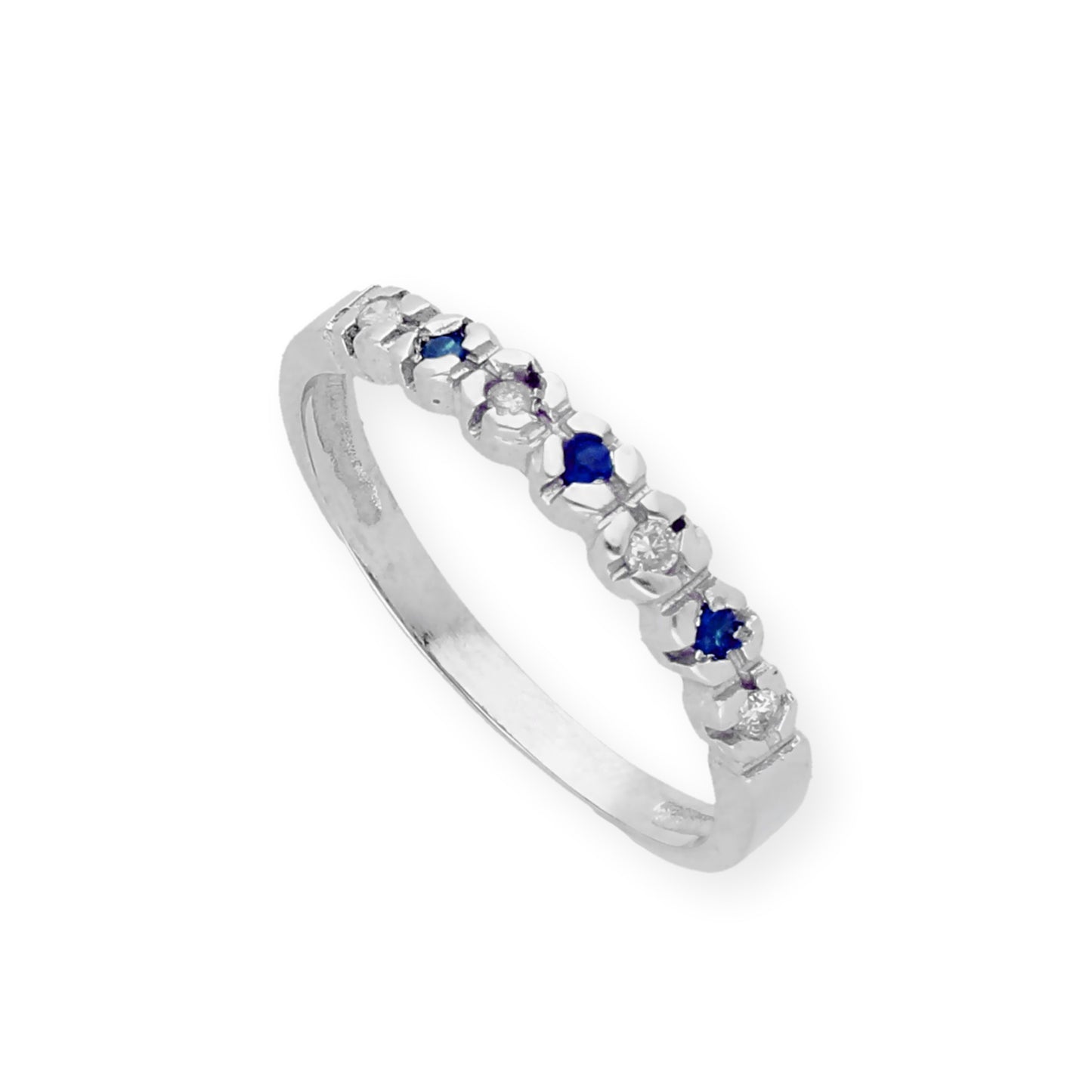 Anillo Scarlet en Oro blanco de ley 18k con Diamantes y Zafiros