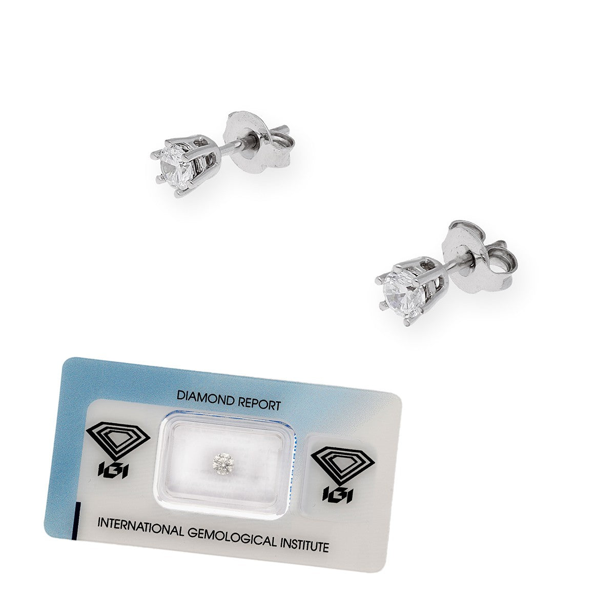 Pendientes de Compromiso con Diamantes Certificados y Oro Blanco 18k 6 Garras