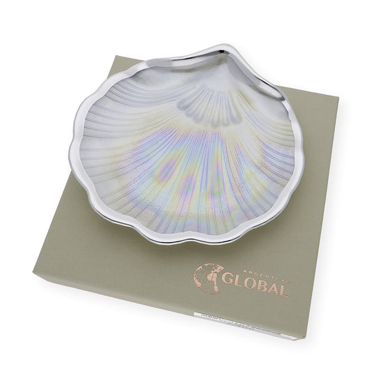 Concha de Bautismo Cristal Nacarado filo plata