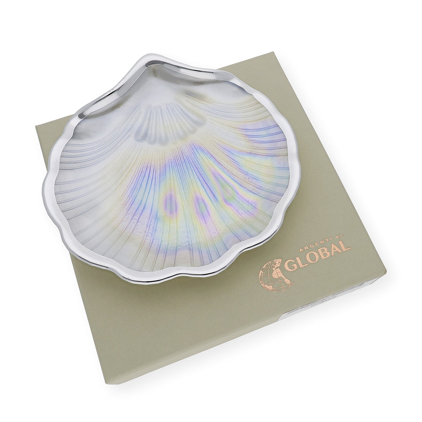 Concha de Bautismo Cristal Nacarado filo plata