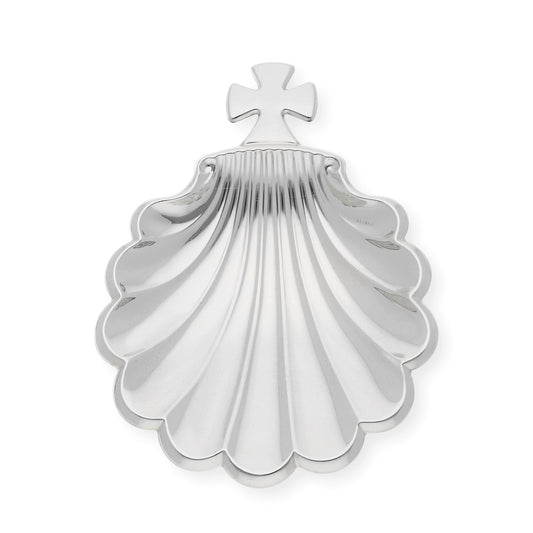 Concha de bautismo en alpaca plateada "Cruz Templarios "