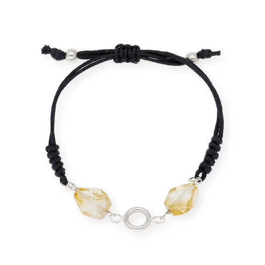 Pulsera Macramé con Cuarzos Citrinos en Plata de Ley 925