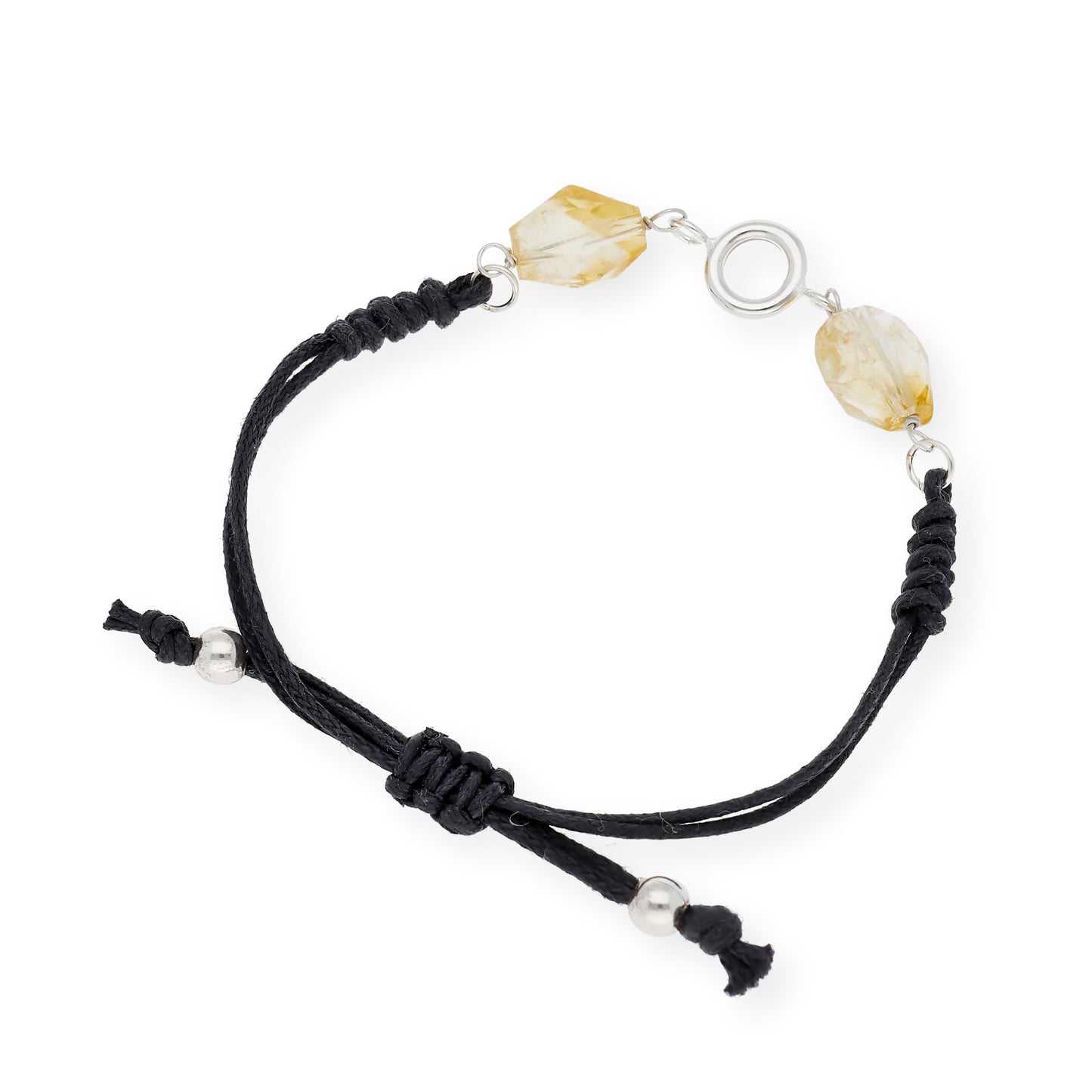 Pulsera Macramé con Cuarzos Citrinos en Plata de Ley 925