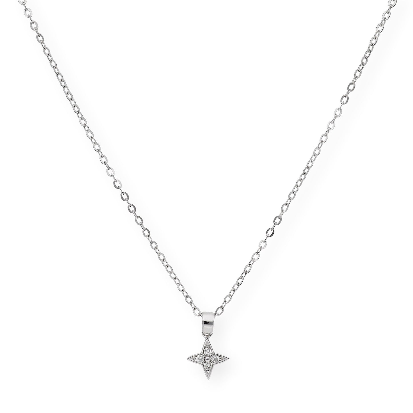 Collar con Colgante Estrella Mini Oro Blanco y Diamantes
