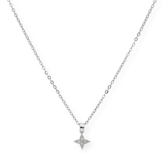 Collar con Colgante Estrella Mini Oro Blanco y Diamantes