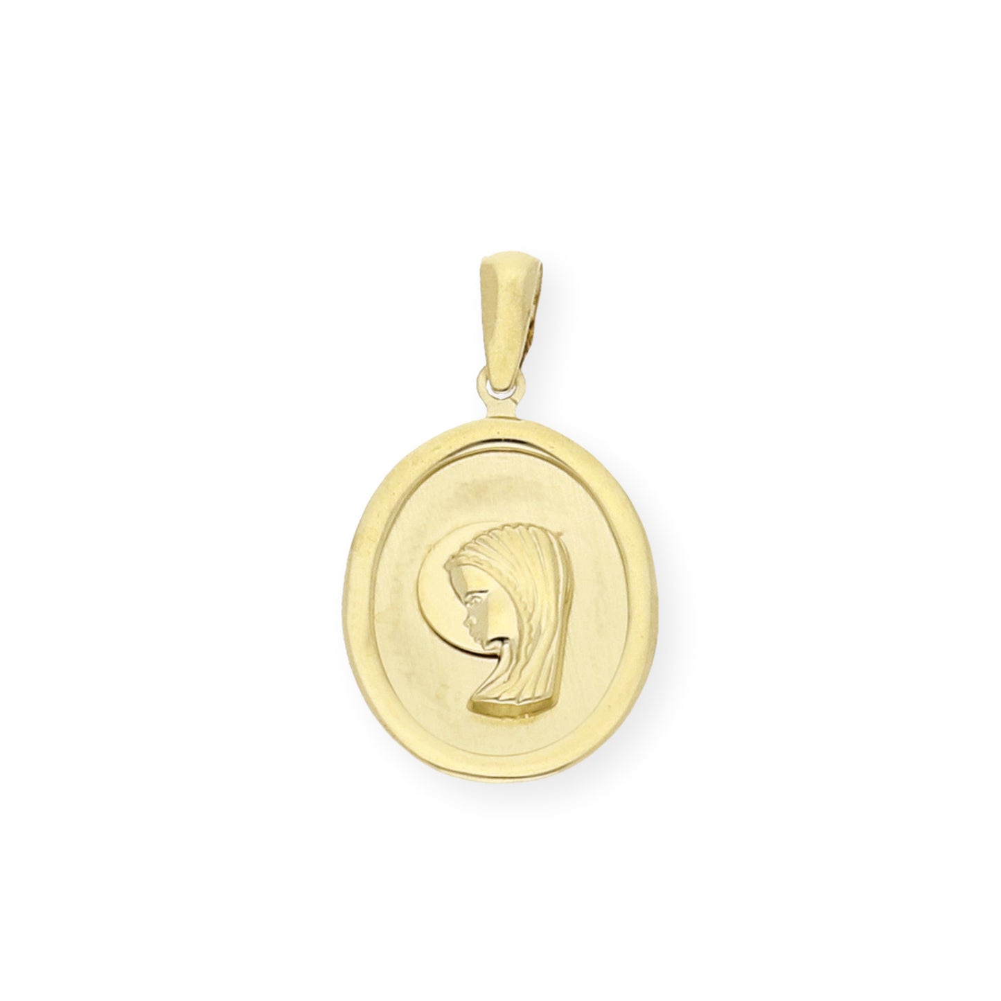 Medalla Virgen Niña Ovalada Primera Comunión de Oro 18K
