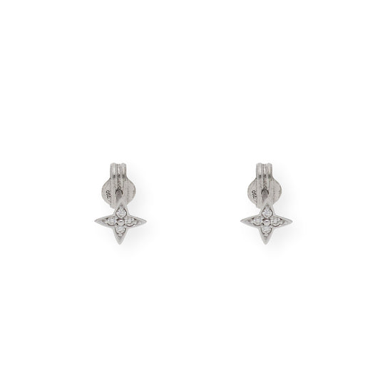 Pendientes Estrellas Mini Oro Blanco y Diamantes