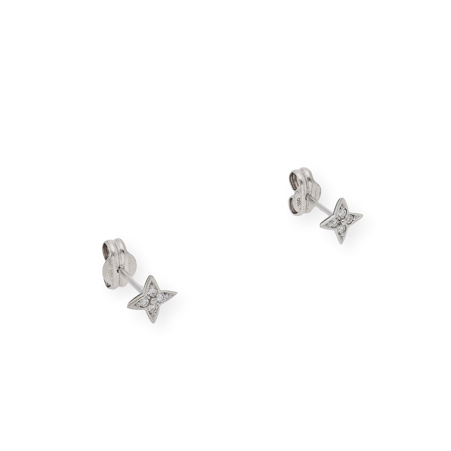 Pendientes Estrellas Mini Oro Blanco y Diamantes