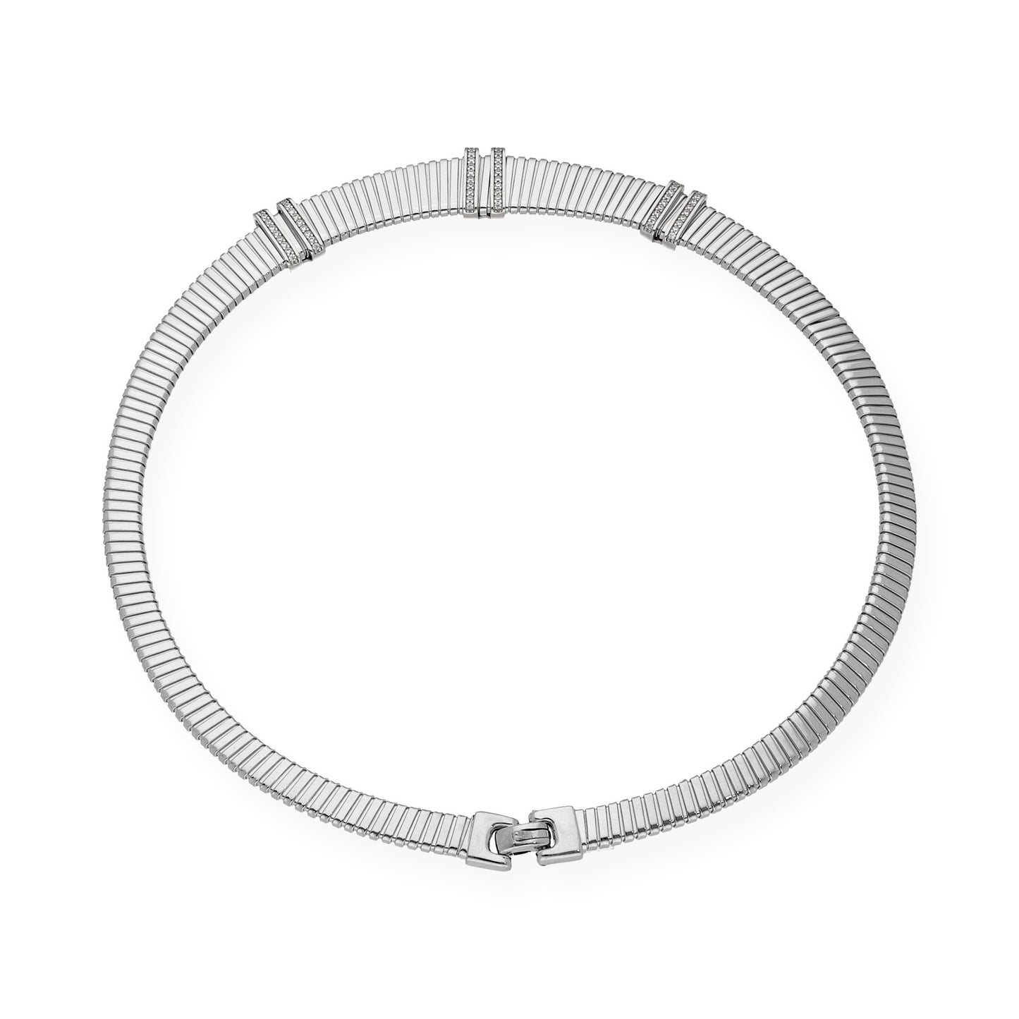Collar Tubo de Gas en Plata 925 y Circonitas