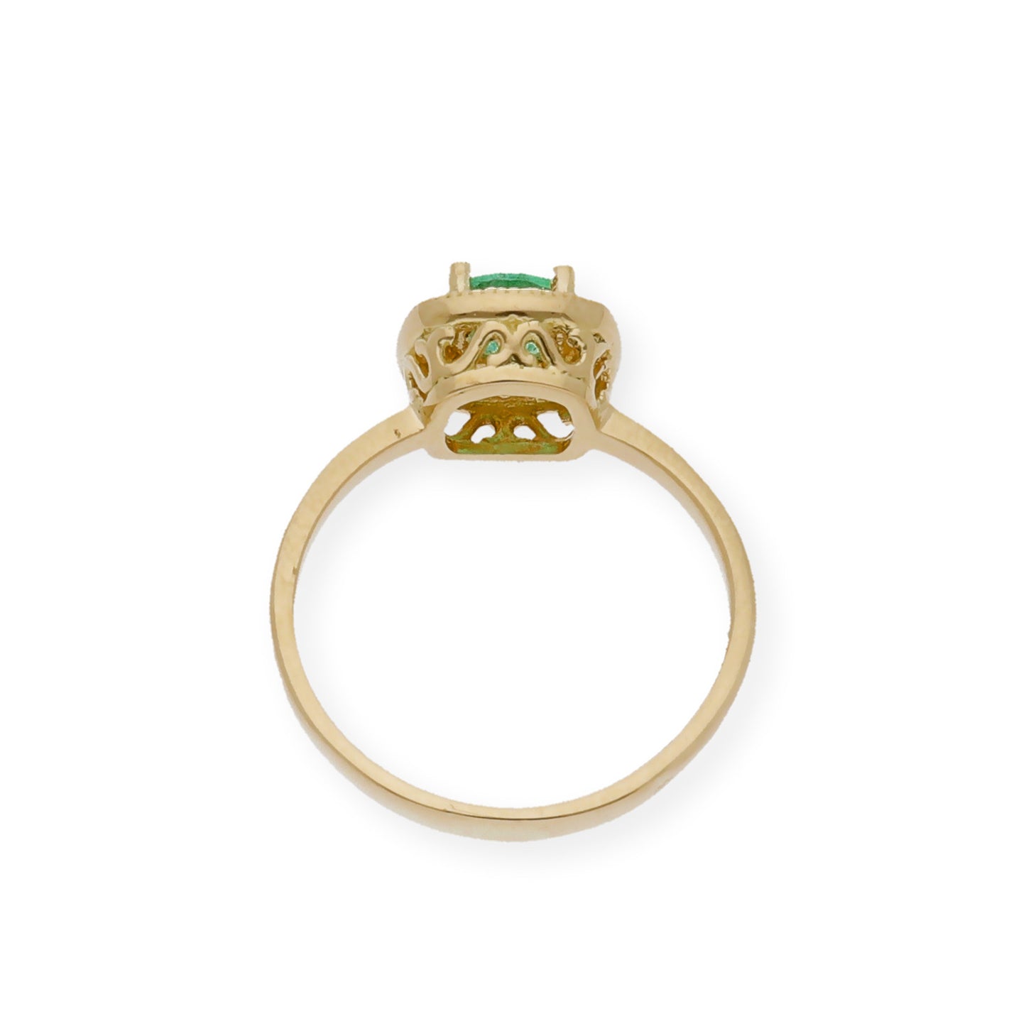Anillo Isabella Oro 18K con Esmeralda y Orla de Diamantes