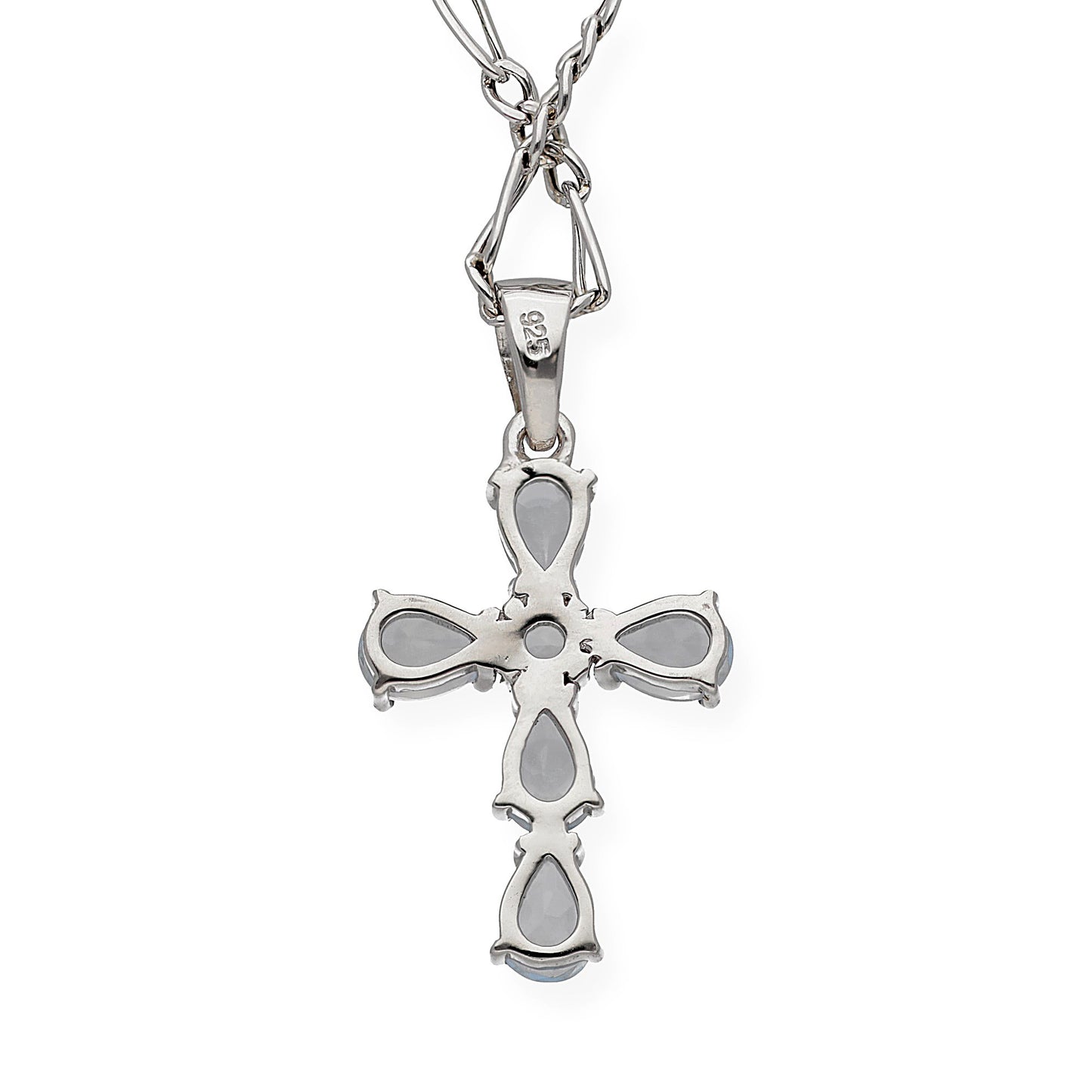 Colgante Cruz en Plata de ley 925 y Topacios Azules