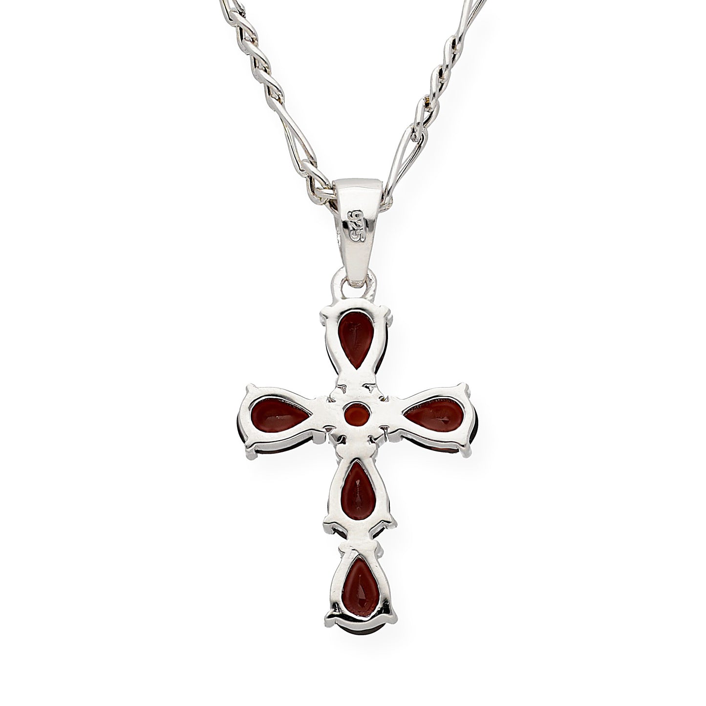 Colgante Cruz en Plata de ley 925 y Granates
