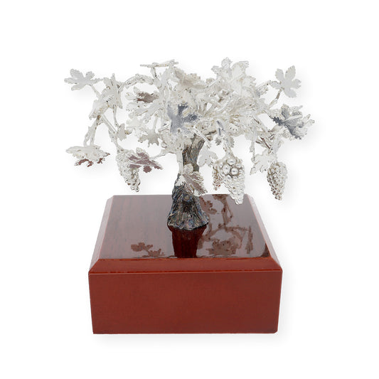 Viña Conmemorativa Personalizable Plateada con Base de Madera