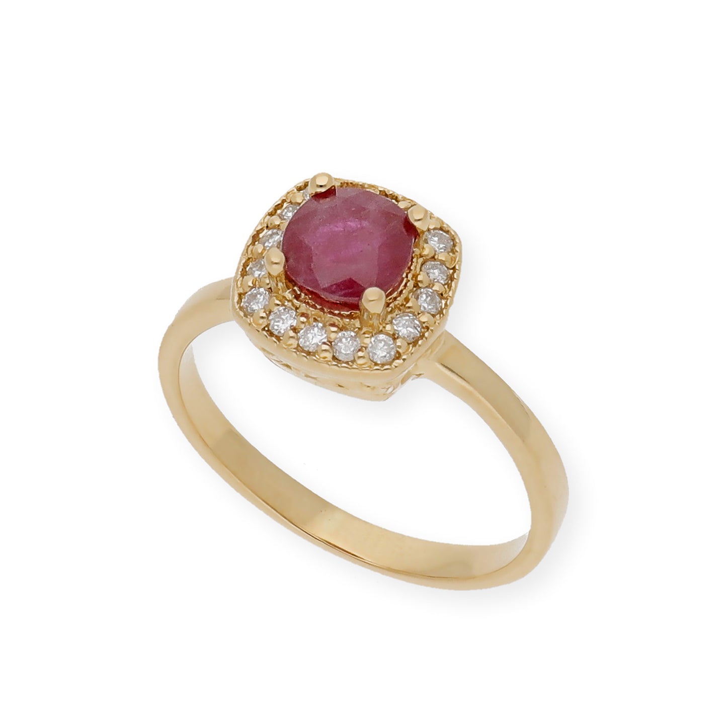 Anillo Isabella Oro 18K con Rubí y Orla de Diamantes