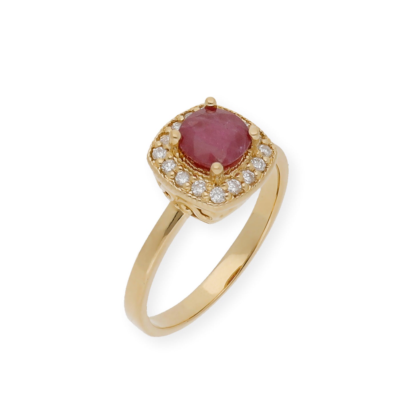 Anillo Isabella Oro 18K con Rubí y Orla de Diamantes