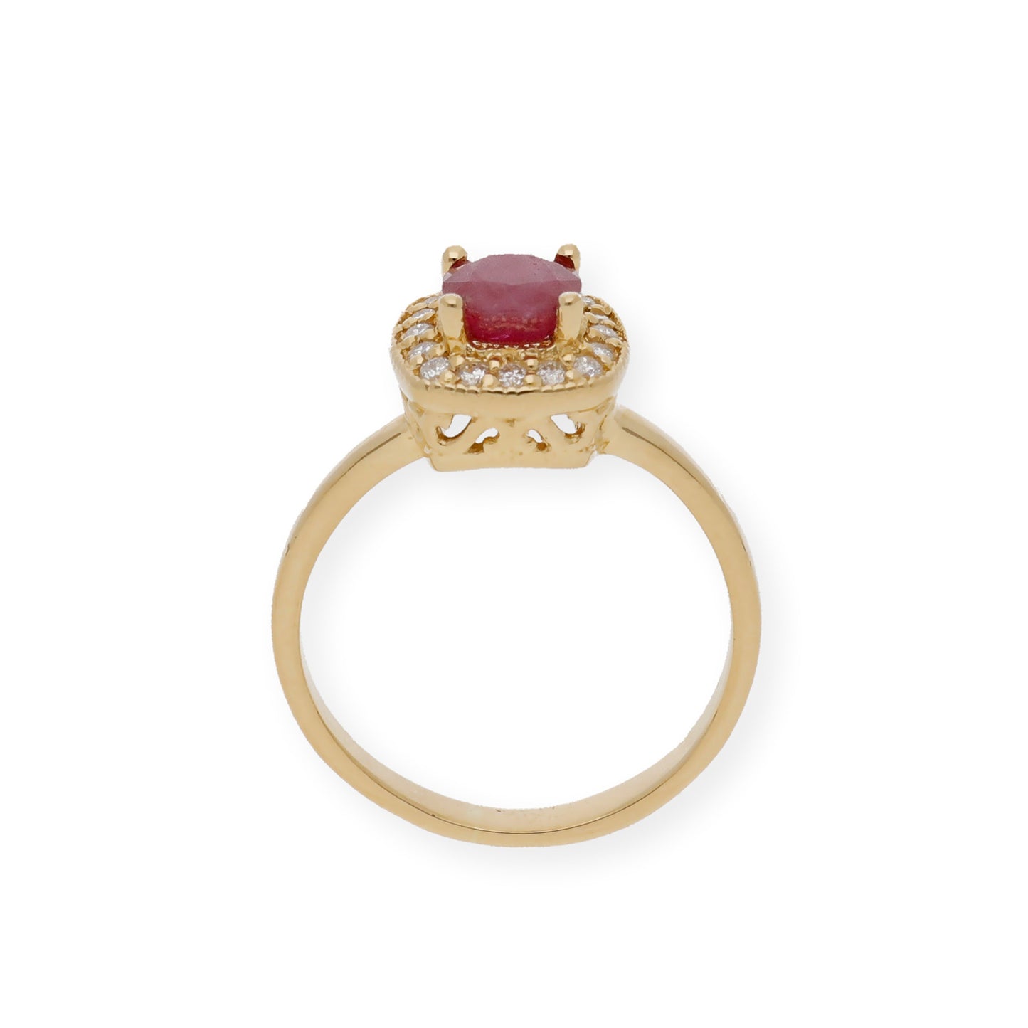 Anillo Isabella Oro 18K con Rubí y Orla de Diamantes