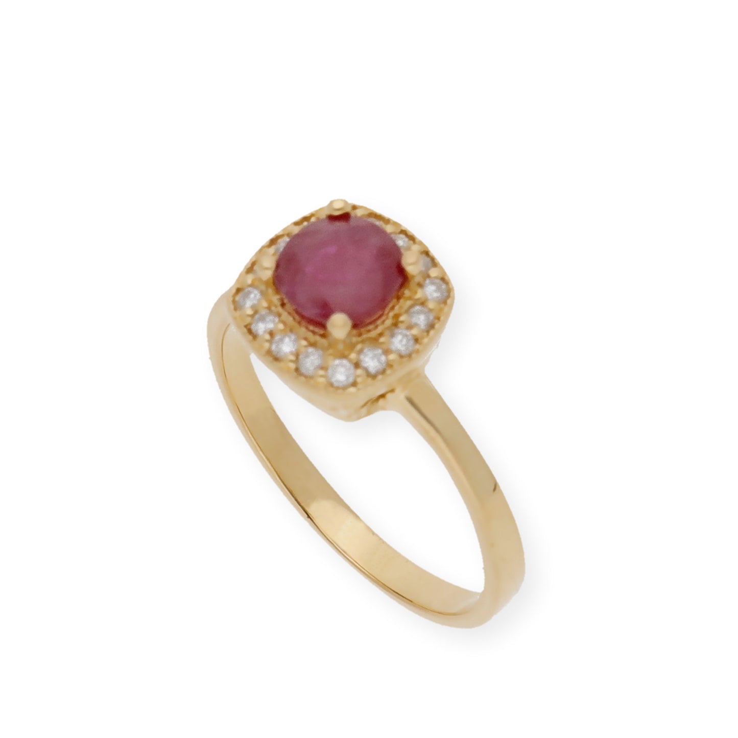 Anillo Isabella Oro 18K con Rubí y Orla de Diamantes