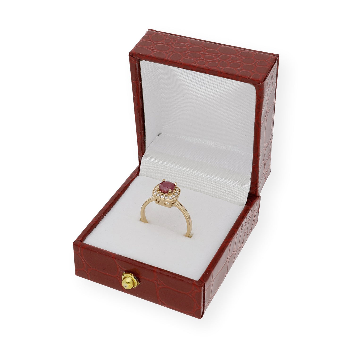 Anillo Isabella Oro 18K con Rubí y Orla de Diamantes