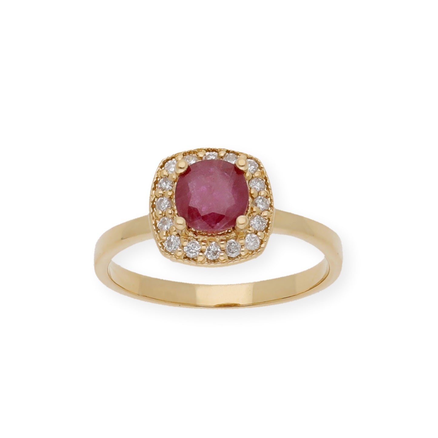 Anillo Isabella Oro 18K con Rubí y Orla de Diamantes