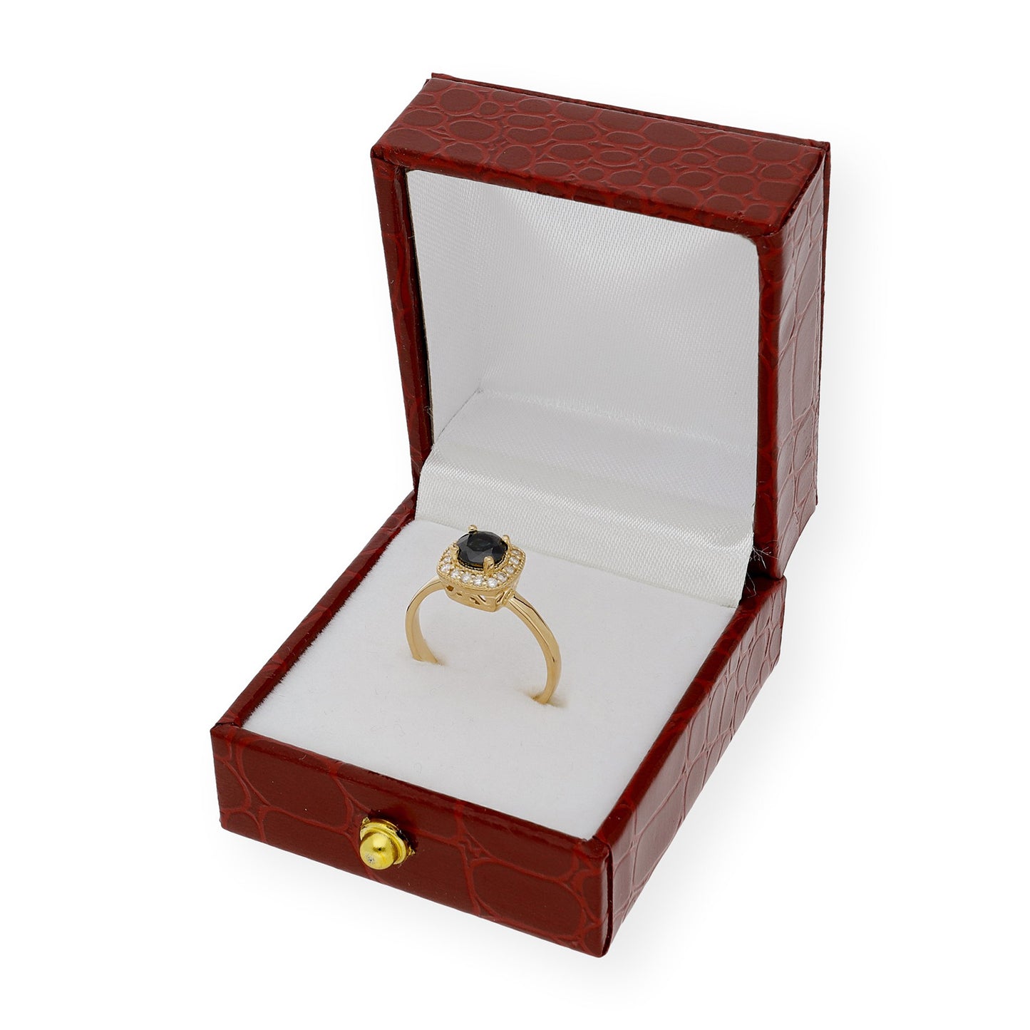 Anillo Isabella Oro 18K con Zafiro y Orla de Diamantes