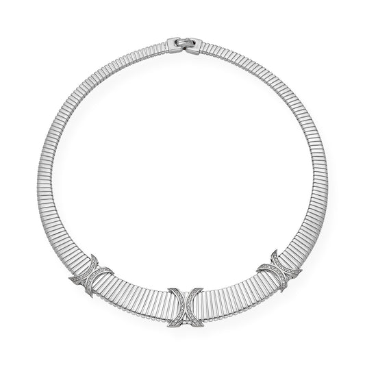 Collar Tubo de Gas en Plata de Ley 925 y Circonitas