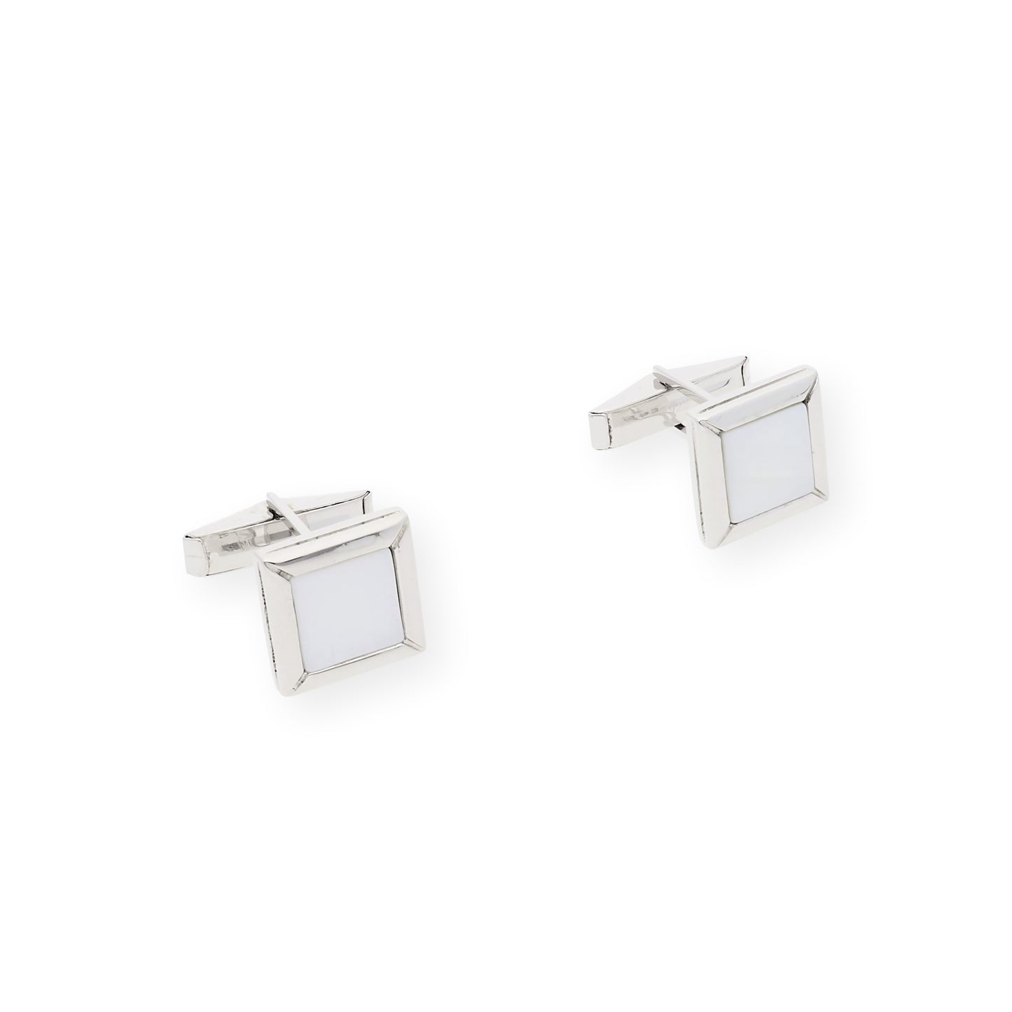 Gemelos de Plata con Nácar Diseño Cuadrados