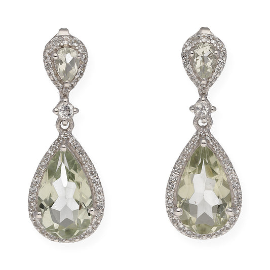 Pendientes Gala en plata de ley 925 con Olivinas y circonitas