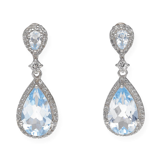 Pendientes Gala en plata de ley 925 con Topacio azul y circonitas